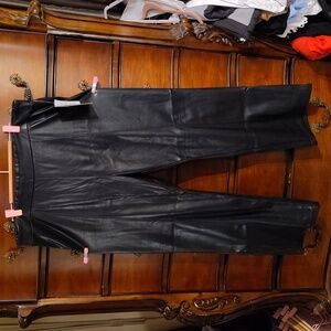 Bagatelle Women's Black Faux Leather Wide Leg Pants Sz L